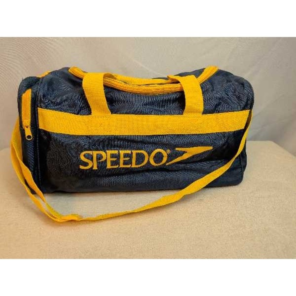 Speedo Duffle Bag Navy Yellow Gym Travel Sportswear Tote Small